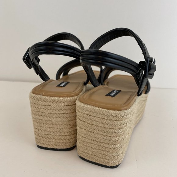Nine West Wedge Sandal Size 9.5 Platform Ninnia Square Toe Espadrille Buckle New - Picture 4 of 7